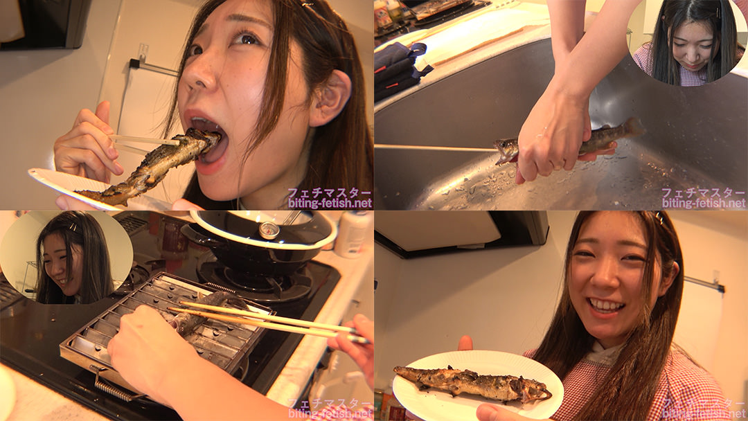 【生き物】堀麻美子ちゃんがイワナを生きたまま串焼きにして食べる！【食事】